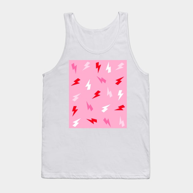 Red and Pinks Lightning Bolts Pattern Tank Top by OneThreeSix